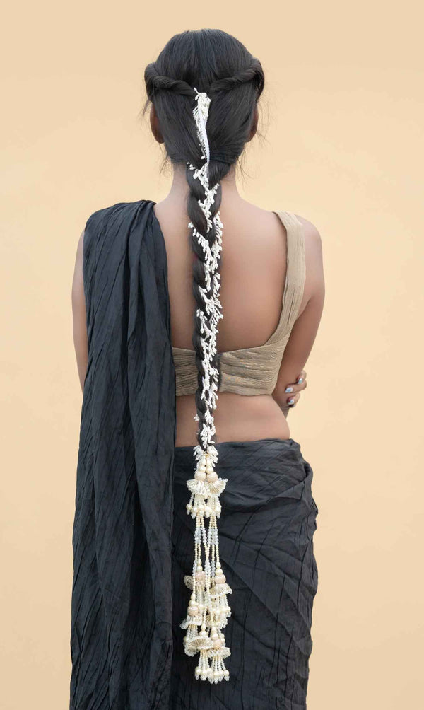 Sheela Hair Braids Hair Accessories (Pearl-String-and-Pair-of-Tashell)