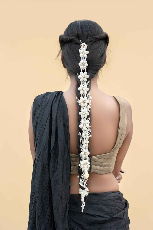 Shivangi Hair Braids Hair Accessories (1-Pearl-String-1-Flroral-Veil)