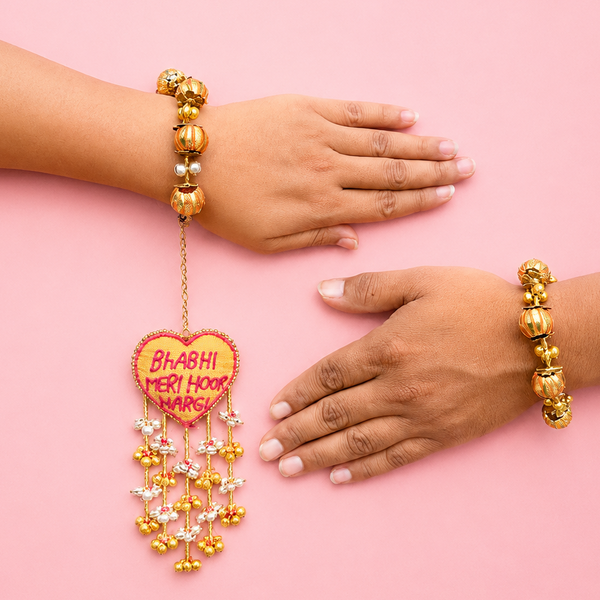 Bhabhi Meri Hoor Wargi gota Rakhi Pair Set
