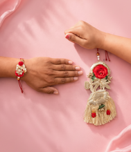 Red Rose Boho Rakhi Set