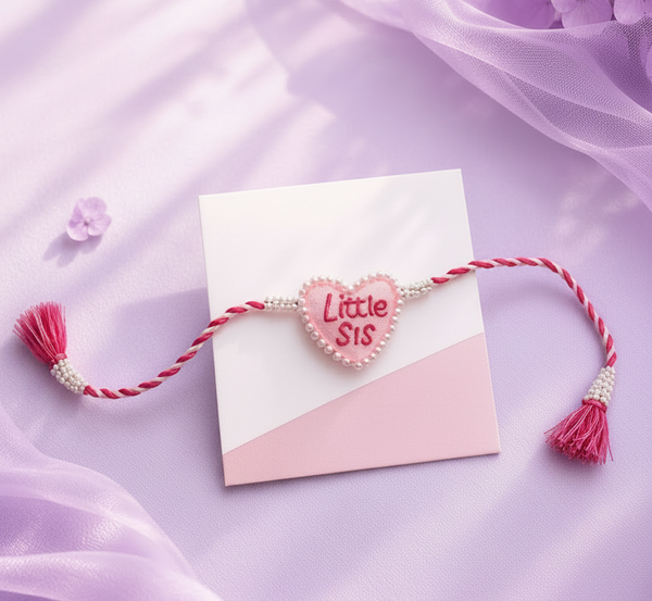 Little Sis pink heart rakhi