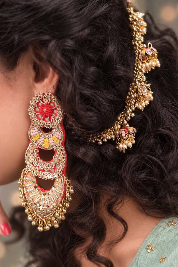Jyoti Earrings with earchain