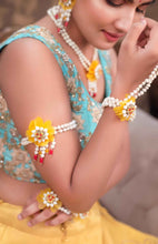 Sunshine floral Bridal Set with Hand-Embroidered Yellow Florals and real lookalike mogra details