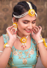 Sunshine floral Bridal Set with Hand-Embroidered Yellow Florals and real lookalike mogra details