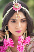 Pink bougainvillea floral set with layered Necklaces, shop-by-style, shop-by-vibe,hoops Earrings,mathapathi,Haathful and kaliras