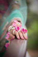 Pink bougainvillea floral set with layered Necklaces, shop-by-style, shop-by-vibe,hoops Earrings,mathapathi,Haathful and kaliras
