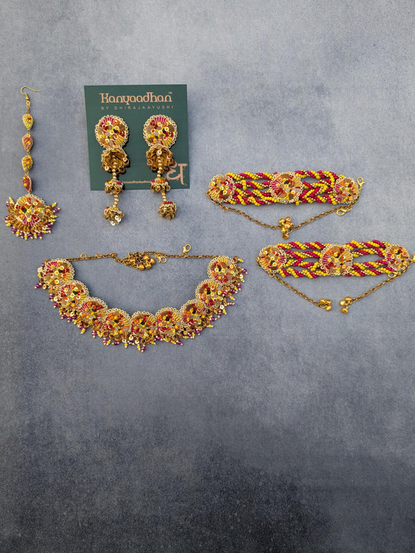 Situ (necklace+jhumka earrings+tikka+bracklet)
