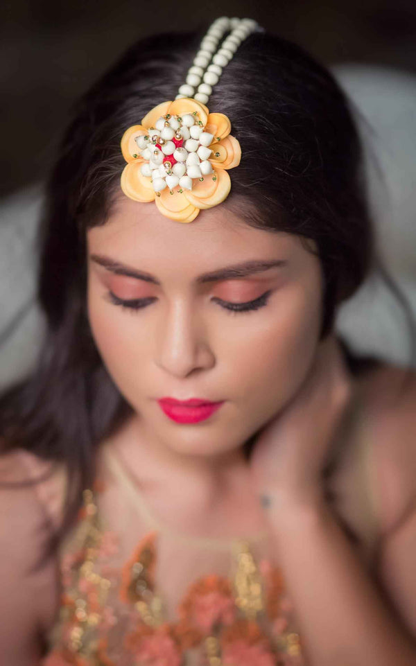 Sunshine Blossom floral haldi bridal Maang Tikka
