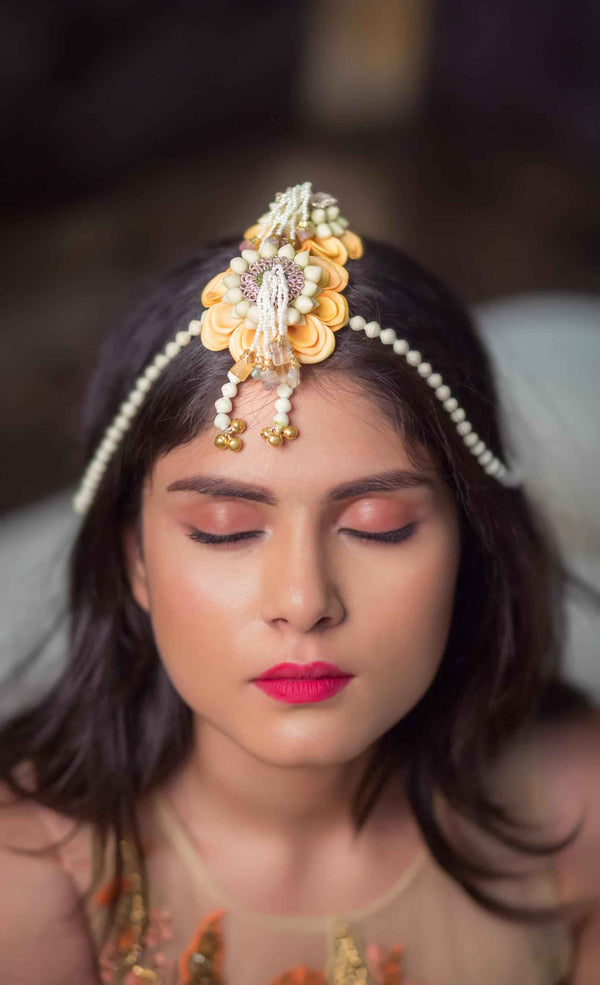 Peach Perfection floral haldi bridal Maathpathi