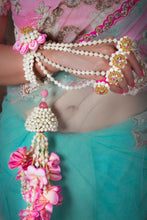 Vintage rose Bridal floral haldi pair  of Haath Phool with kaliras (pair)