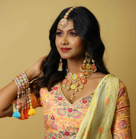 Niharika ( necklace+tikka+earrings+bangles-1 hand)