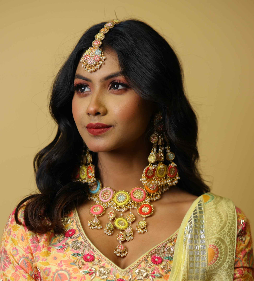 Niharika ( necklace+tikka+earrings+bangles-1 hand)