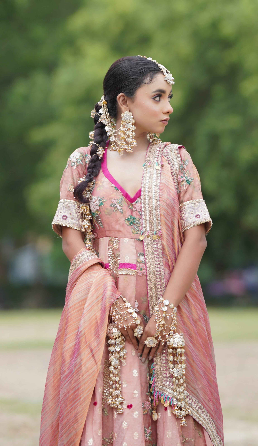 Shuvangi Full Set ( necklace+earrings+earchain+tikka+bangles pair+hairbraids )