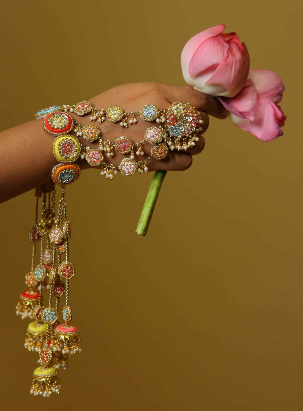 NIharika ( Earrings +Tikka +Necklace+ Haathful+kaleeras)