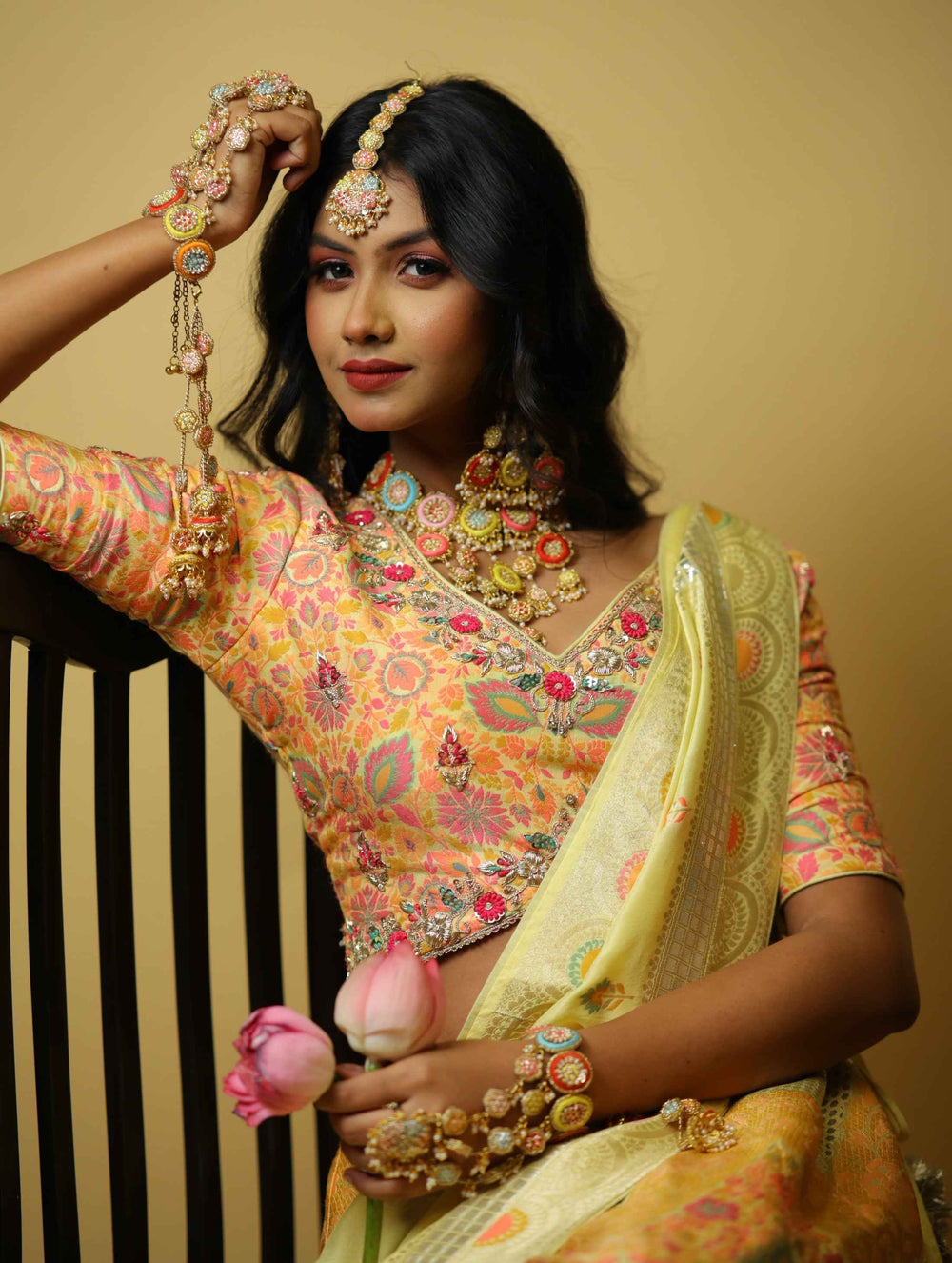 NIharika ( Earrings +Tikka +Necklace+ Haathful+kaleeras)