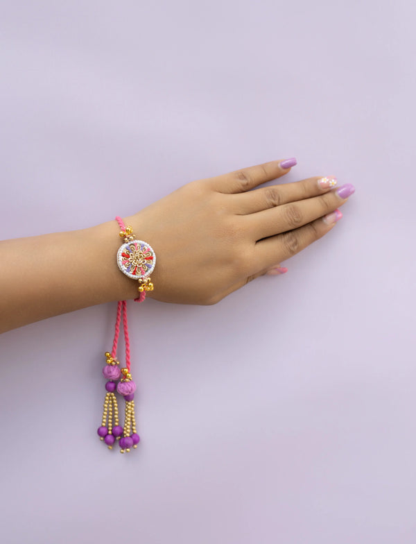 Circular pearl  Beaded lumba Bulk Rakhi