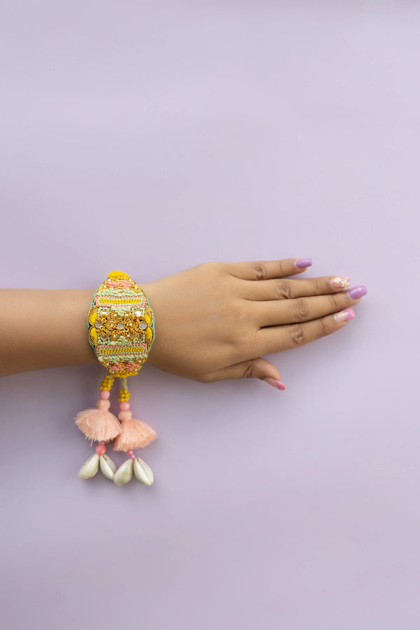 Bhabhi Yellow Beaded Lumba bulk rakhi