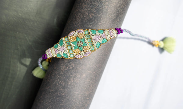 Bhabhi Green Purple Beaded Bulk Rakhi