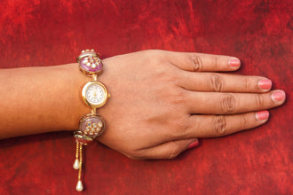 Pestal pink kundal watch rakhi