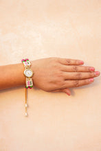 Lotus, Green and pink watch rakhi