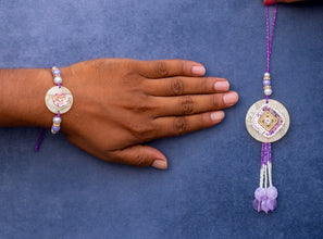 Purple Mop Rakhi Pair Set