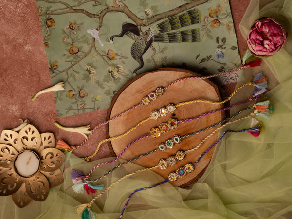 Bhai Three MultiColor Flower Rakhi