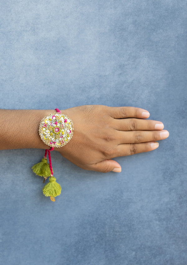 Bhai Green Pink Beaded Bulk Rakhi