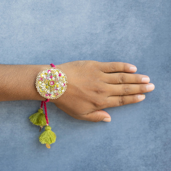 Bhai Green Pink Beaded Rakhi