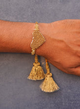 Gloden heart beaded bhai rakhi