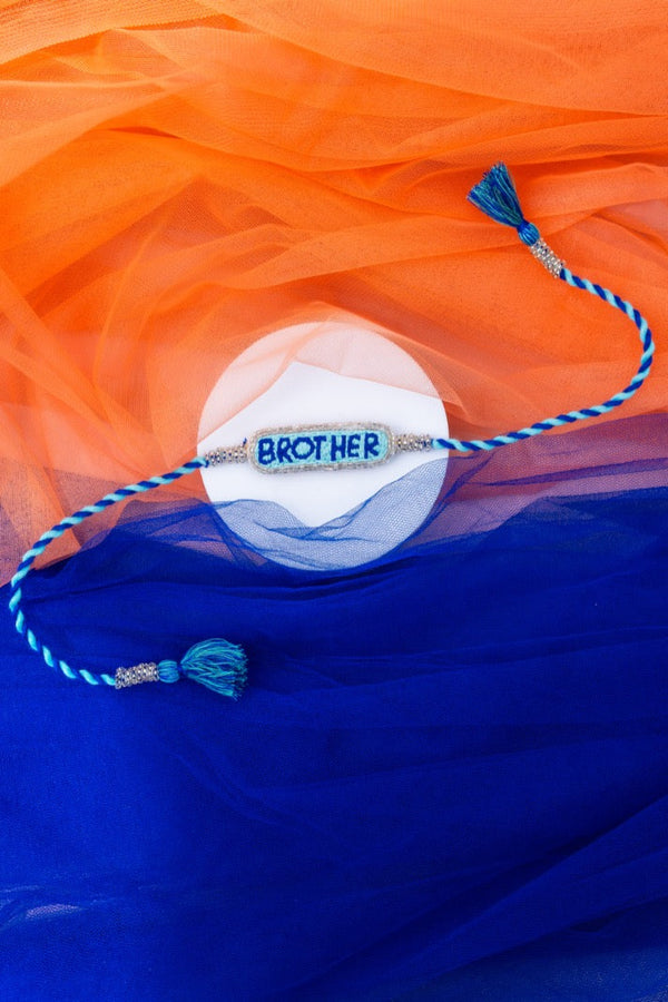 Blue silver brother bhai rakhi