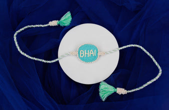 White blue bhai rakhi