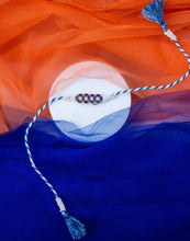 Blue white beaded bhai rakhi