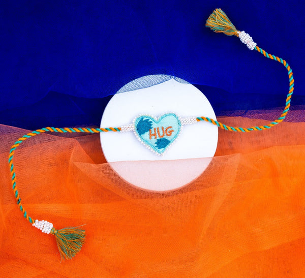 Hug blue orange bhai rakhi