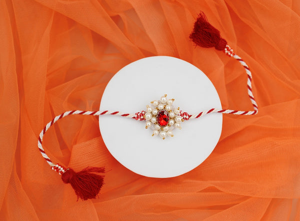 Red Stone white moti bhai rakhi