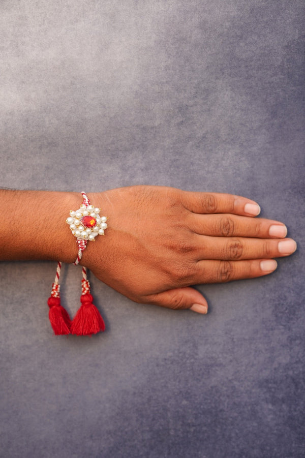 Red Stone white moti bhai rakhi