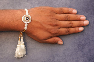 White moti stone bhai rakhi