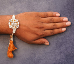 White moti Crystal stone bhai rakhi
