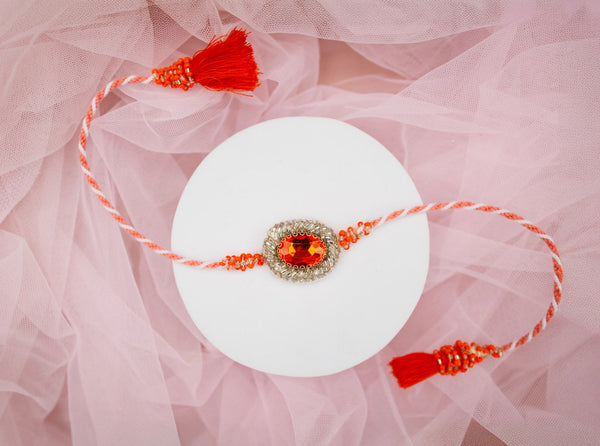 Orange stone bhai rakhi