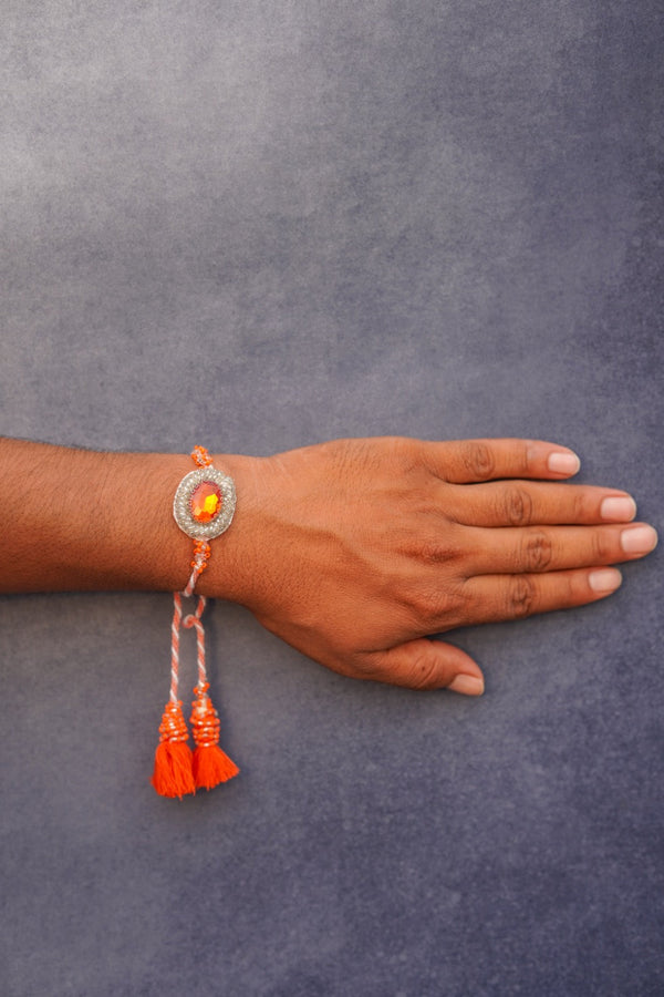 Orange stone bhai rakhi