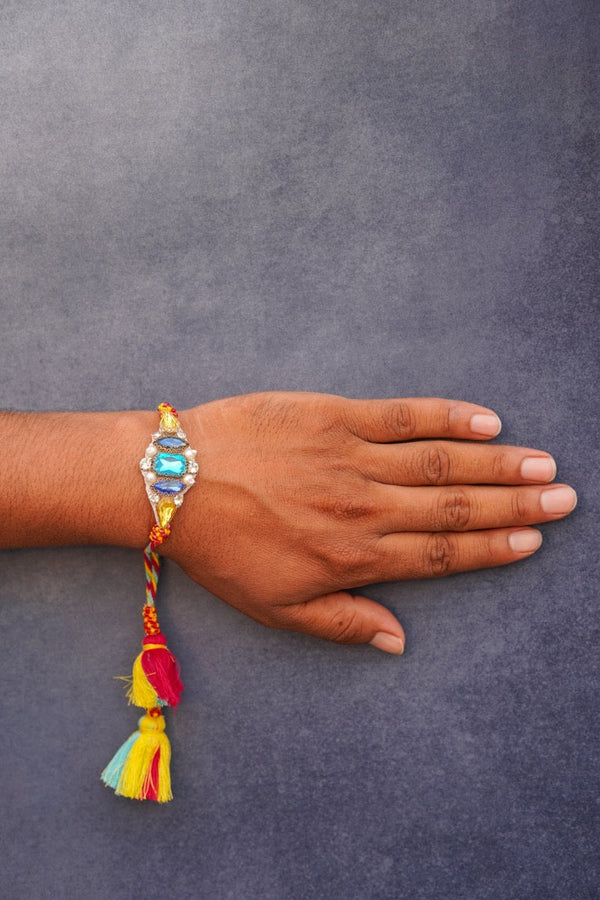 Orange Blue stone bhai rakhi