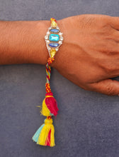 Orange Blue stone bhai rakhi