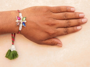 Multicolour stone bhai rakhi