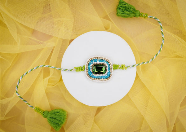 Green Blue stone bhai rakhi