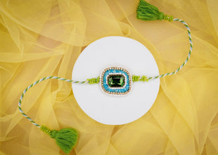 Green Blue stone bhai rakhi