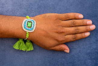Green Blue stone bhai rakhi
