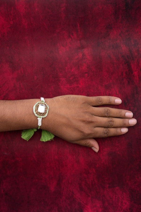 White green stone bhai rakhi
