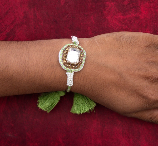 White green stone bhai rakhi