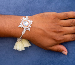 Beige white stone bhai rakhi