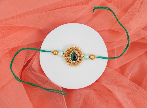 White moti peacock bhai rakhi