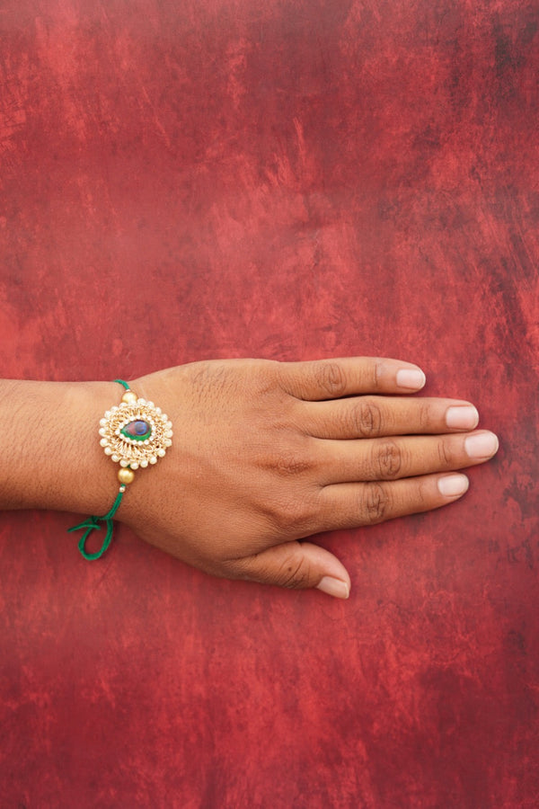 White moti peacock bhai rakhi